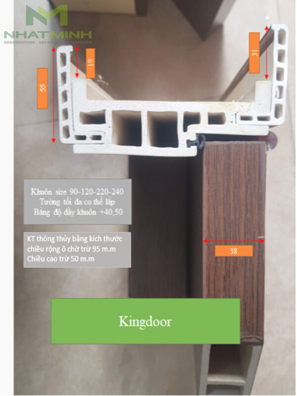 Mặt cắt cánh cửa gỗ nhựa Kingdoor