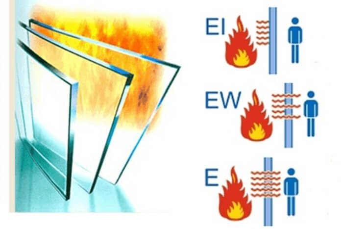 Kính chống cháy gồm 3 loại: E, EW và EI