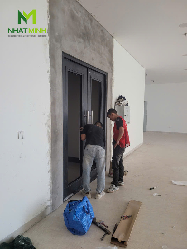 Lắp cửa và vách kính chống cháy EI60 Galaxy cho chung cư Hesco, Hà Nội